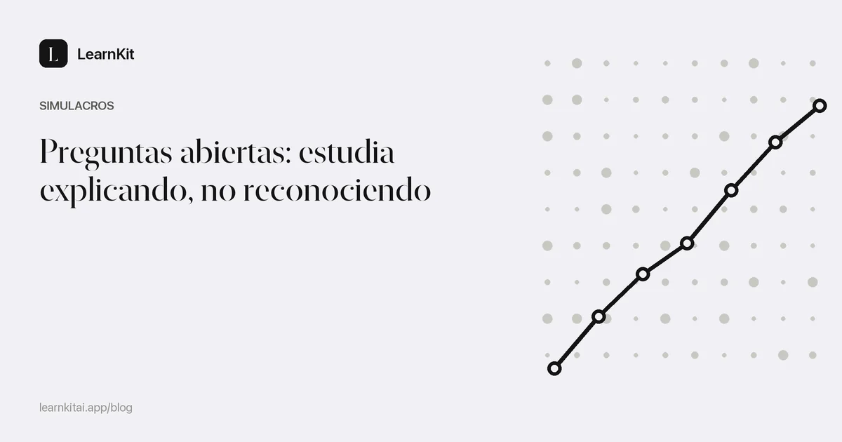 El título Preguntas abiertas: estudia explicando, no reconociendo sobre un patrón monocromo y sereno