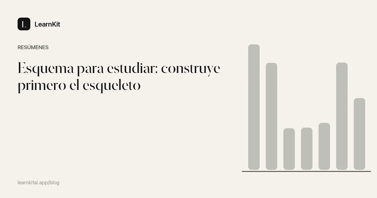 El título Esquema para estudiar: construye primero el esqueleto sobre un patrón monocromo y sereno