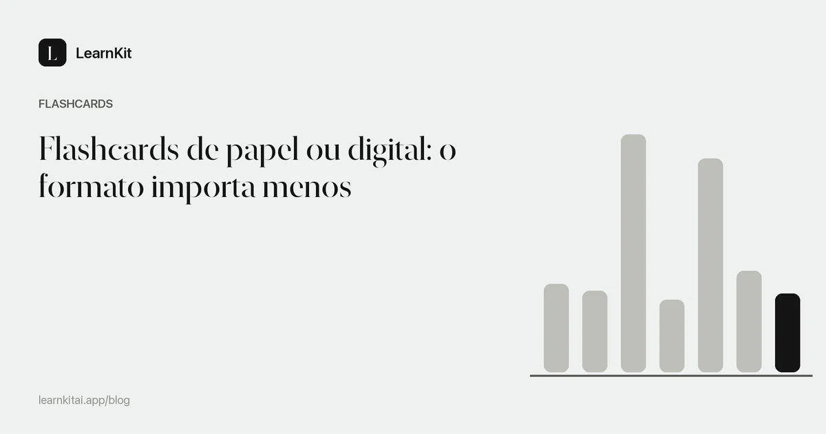 O título Flashcards de papel ou digital: o formato importa menos sobre um padrão monocromático e sereno