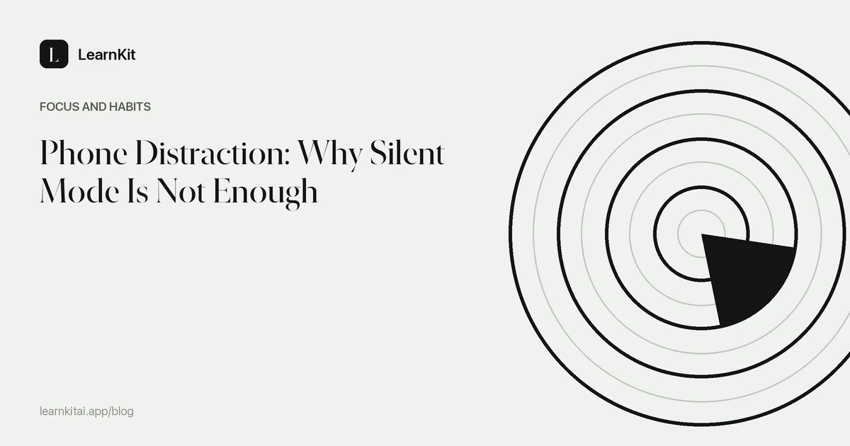 The title Phone Distraction: Why Silent Mode Is Not Enough over a calm monochrome pattern