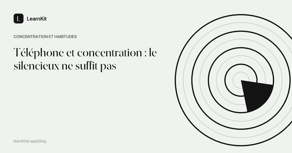 Le titre Téléphone et concentration : le silencieux ne suffit pas sur un motif monochrome épuré