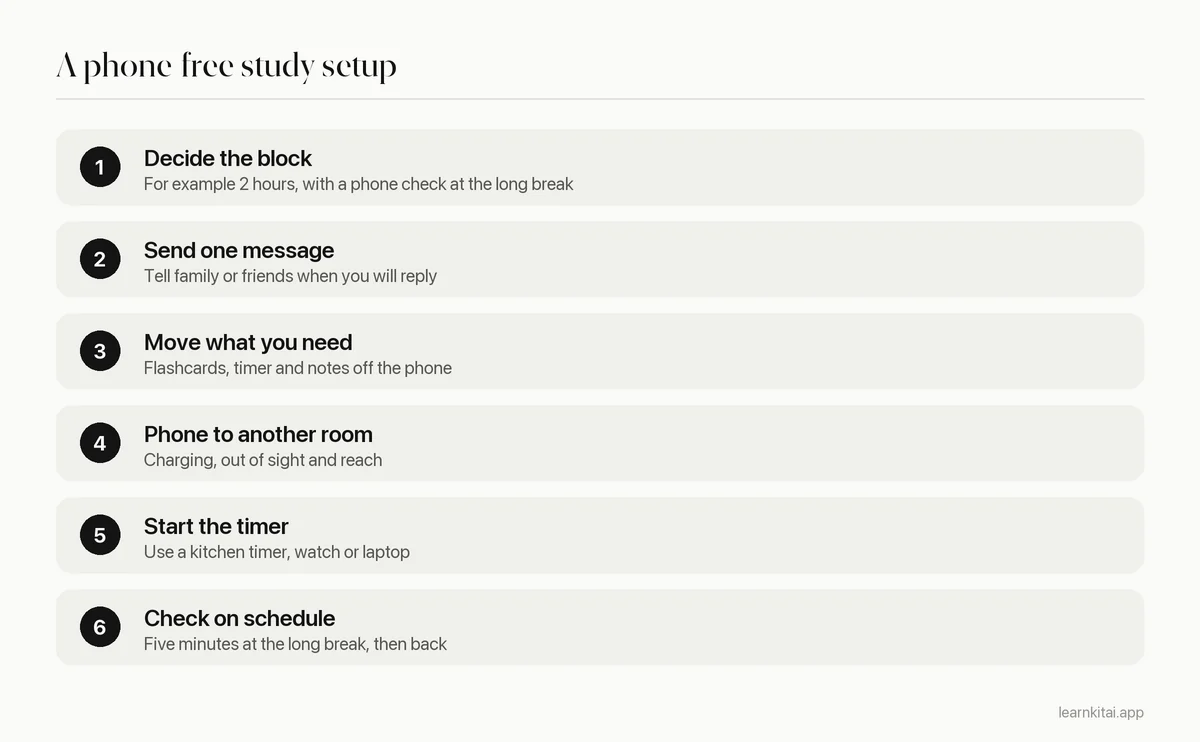 Six steps to set up a phone-free study session