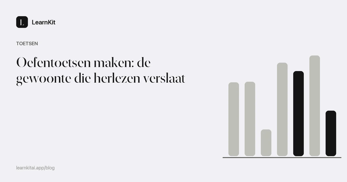 De titel Oefentoetsen maken: de gewoonte die herlezen verslaat op een rustig monochroom patroon