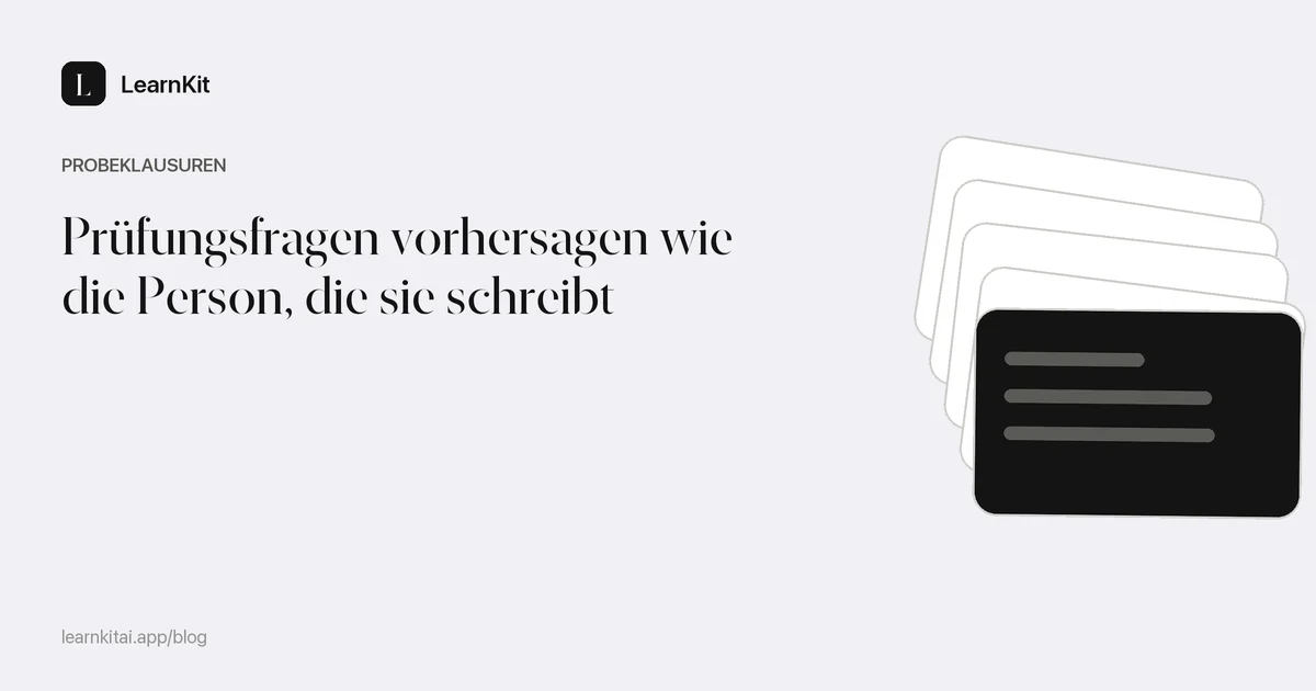Der Titel Prüfungsfragen vorhersagen wie die Person, die sie schreibt vor einem ruhigen, einfarbigen Muster
