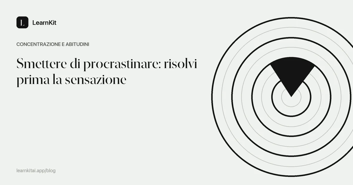 Il titolo Smettere di procrastinare: risolvi prima la sensazione su un motivo monocromatico tenue