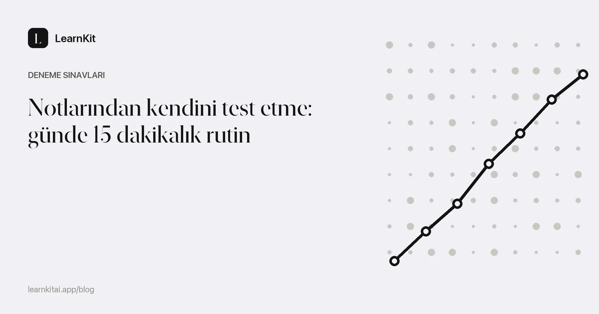 Başlık: Notlarından kendini test etme: günde 15 dakikalık rutin, sakin ve tek renkli bir desenin üzerinde
