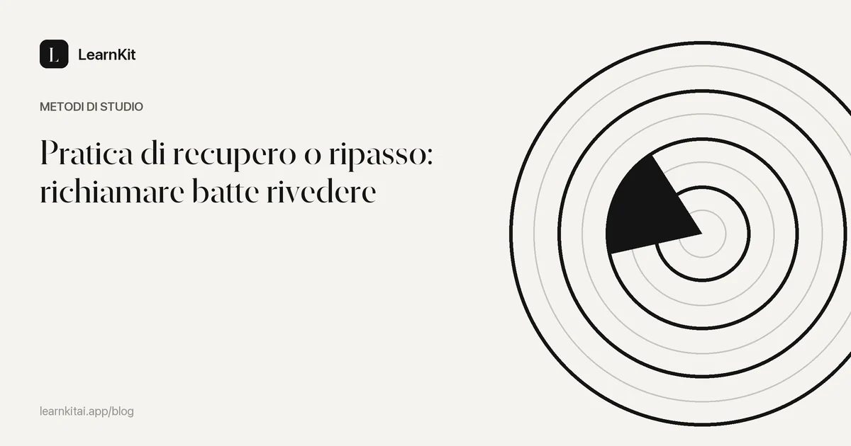 Il titolo Pratica di recupero o ripasso: richiamare batte rivedere su un motivo monocromatico tenue