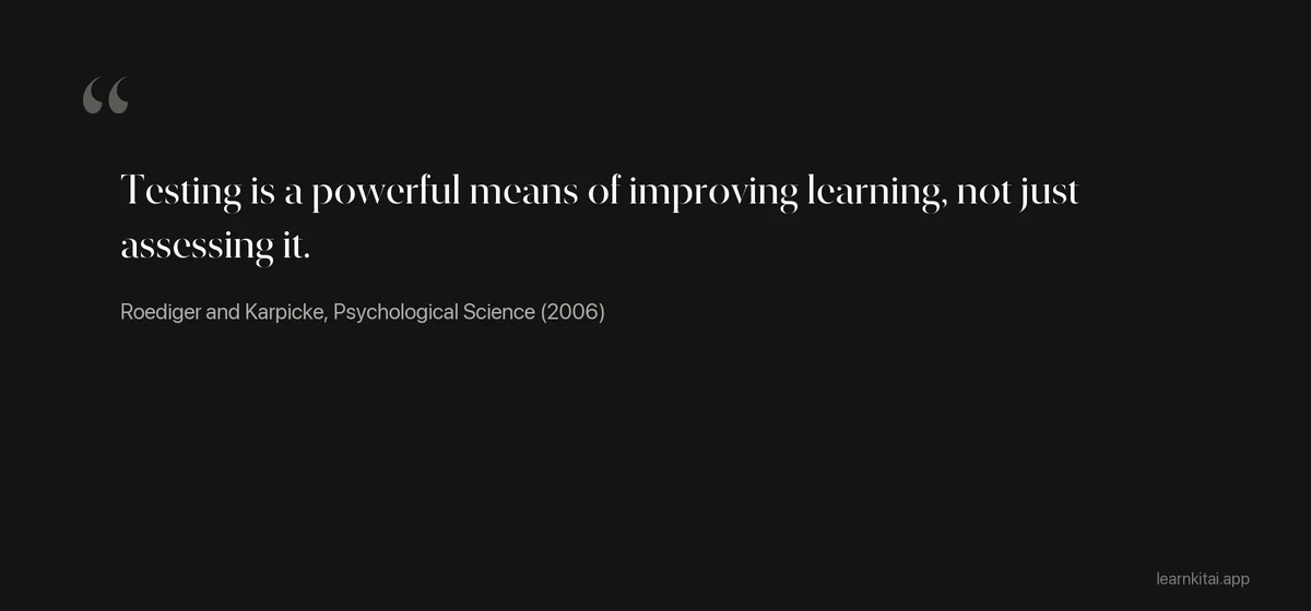 Quotation from Roediger and Karpicke 2006 about testing as a learning tool