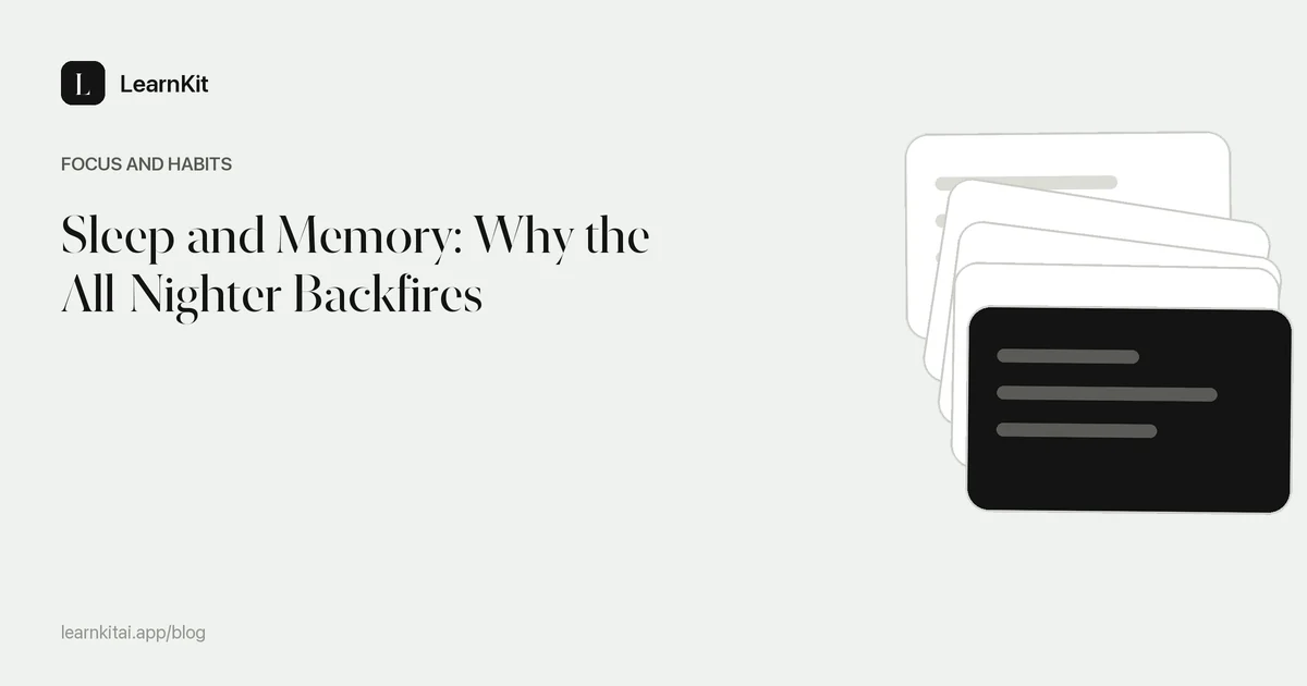 The title Sleep and Memory: Why the All-Nighter Backfires over a calm monochrome pattern