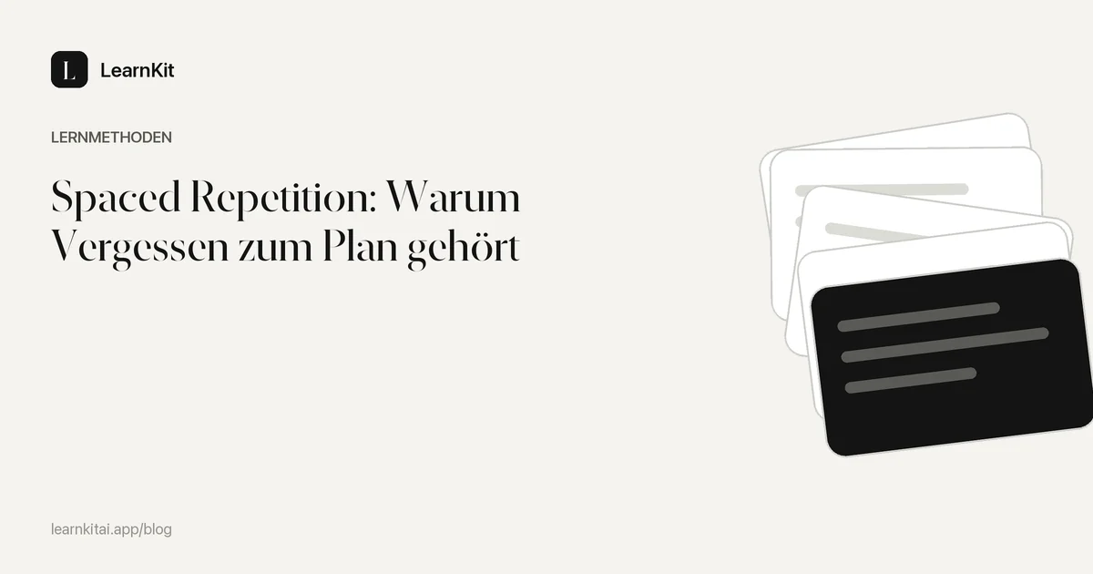 Der Titel Spaced Repetition: Warum Vergessen zum Plan gehört vor einem ruhigen, einfarbigen Muster