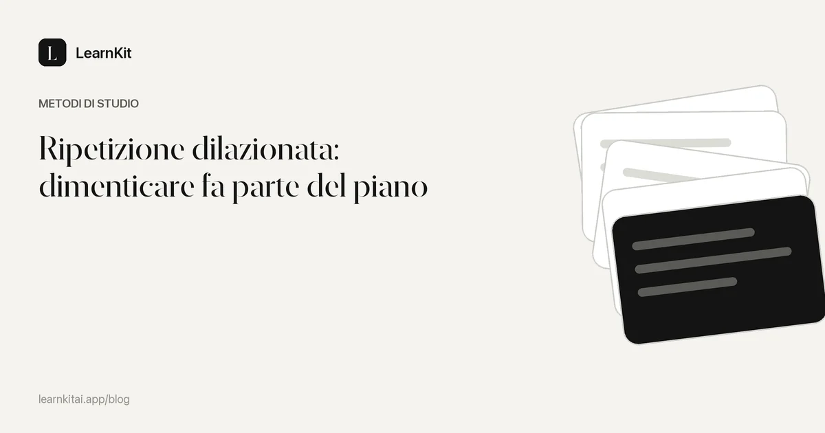 Il titolo Ripetizione dilazionata: dimenticare fa parte del piano su uno sfondo monocromatico tenue