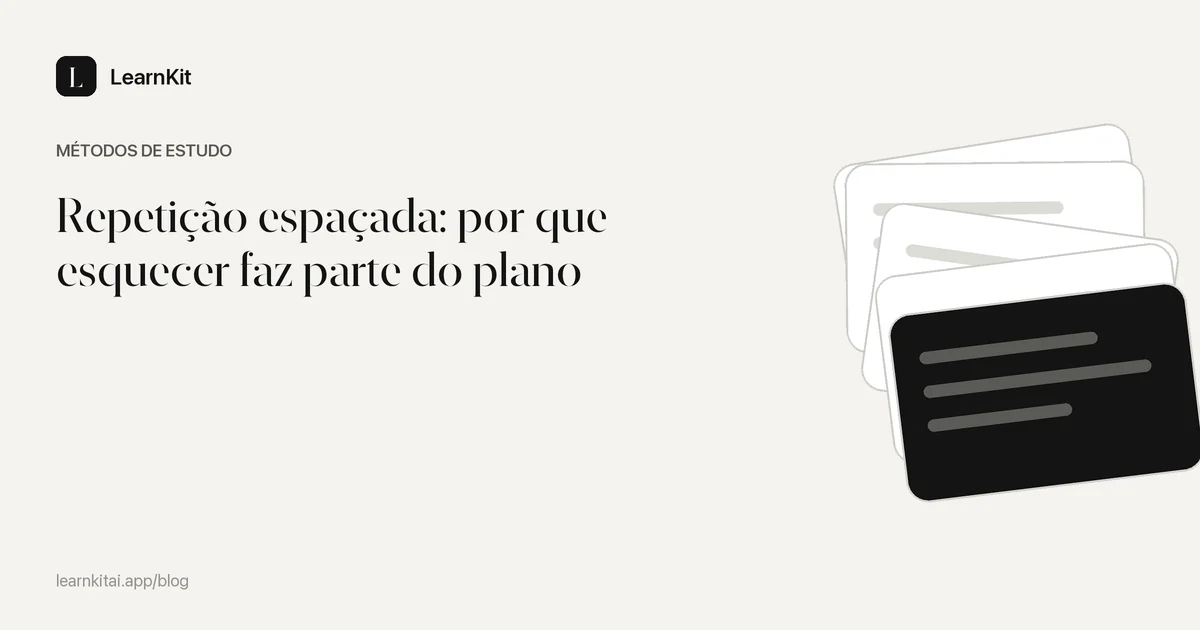 O título Repetição espaçada: por que esquecer faz parte do plano sobre um padrão monocromático e sereno