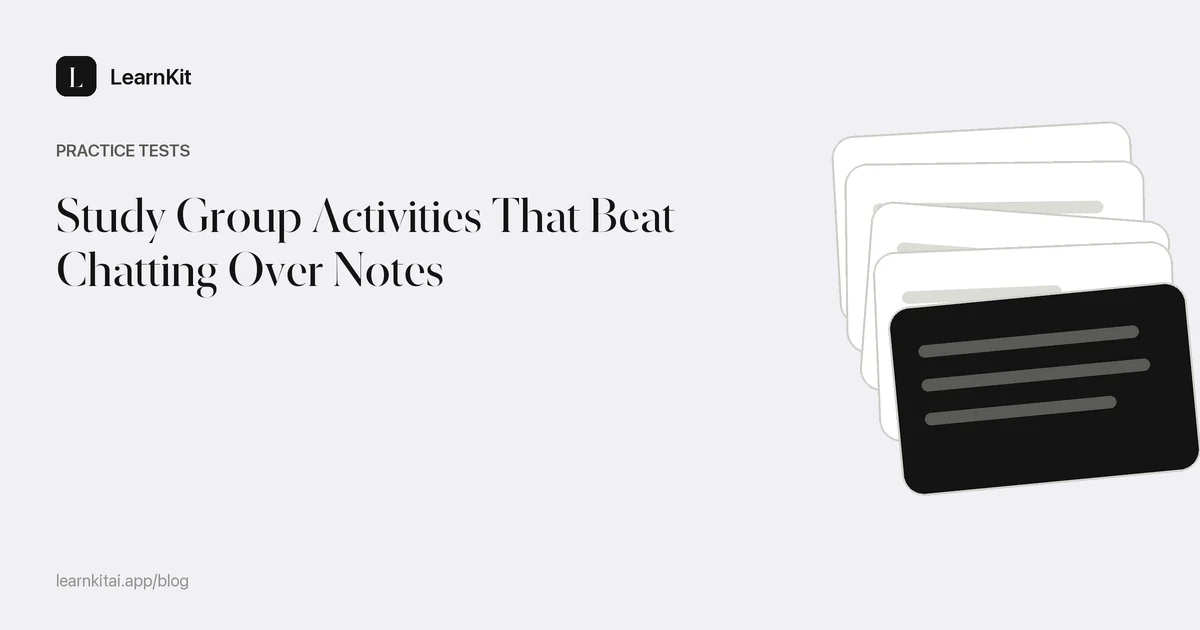 The title Study Group Activities That Beat Chatting Over Notes over a calm monochrome pattern