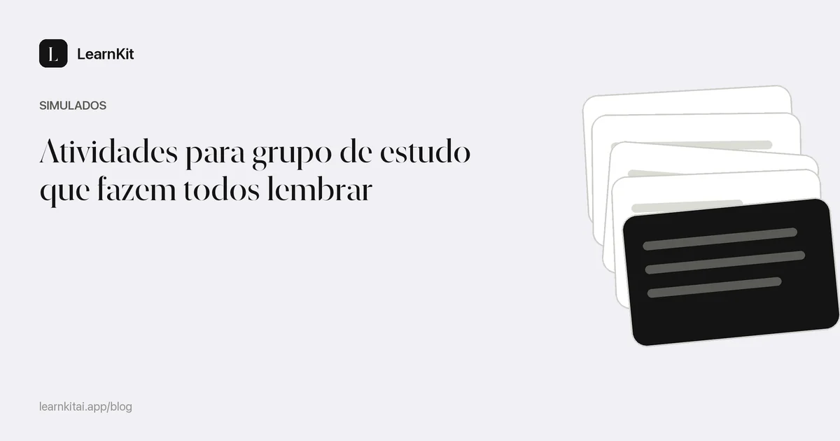 O título Atividades para grupo de estudo que fazem todos lembrar sobre um padrão monocromático e sereno