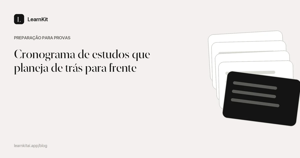 O título Cronograma de estudos que planeja de trás para frente sobre um padrão monocromático e sereno
