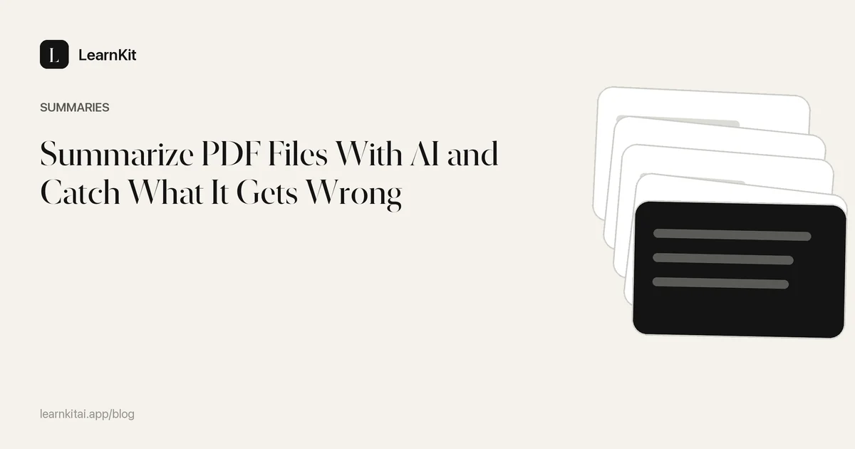 Article title Summarize PDF Files With AI and Catch What It Gets Wrong over a calm monochrome pattern