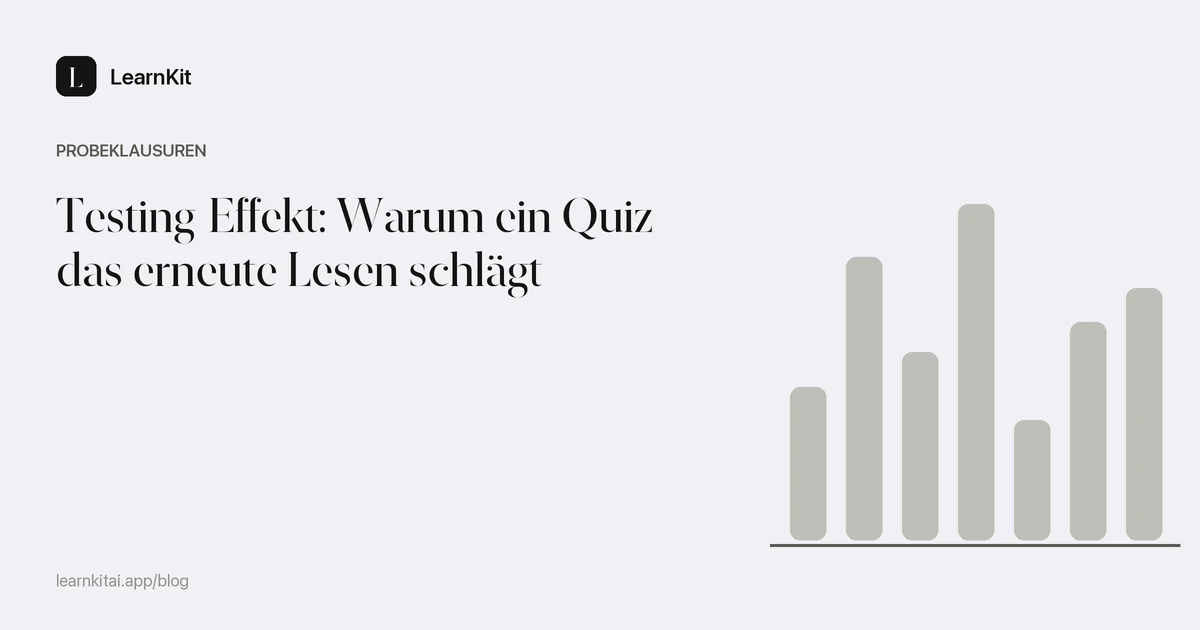 Der Titel Testing-Effekt: Warum ein Quiz das erneute Lesen schlägt vor einem ruhigen, einfarbigen Muster