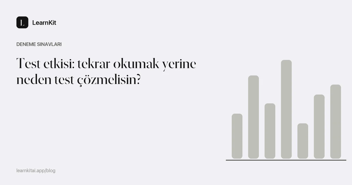 Başlık: Test etkisi: tekrar okumak yerine neden test çözmelisin, sakin, tek renkli bir desenin üzerinde