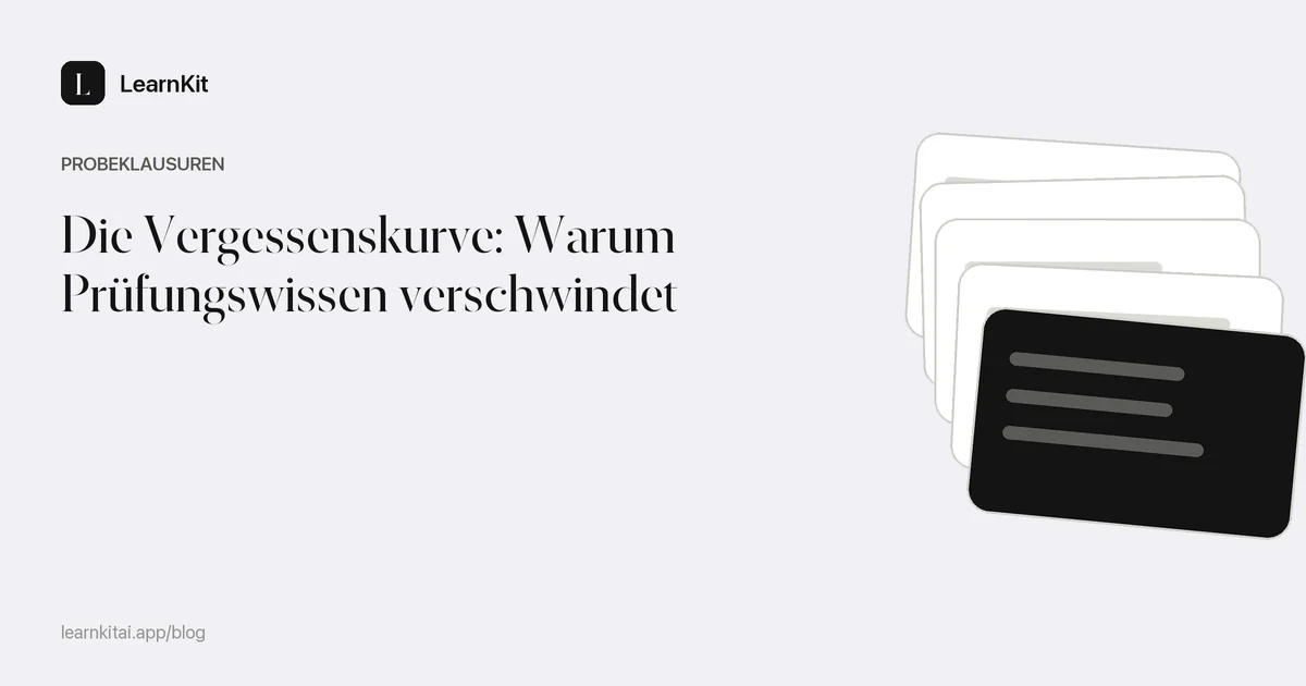 Der Titel Die Vergessenskurve: Warum Prüfungswissen verschwindet vor einem ruhigen, einfarbigen Muster
